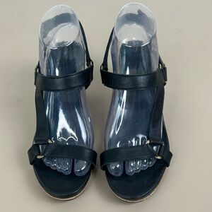 Teva Arrabelle Universal Black Leather Wedge Sandals Womens size 8.5
